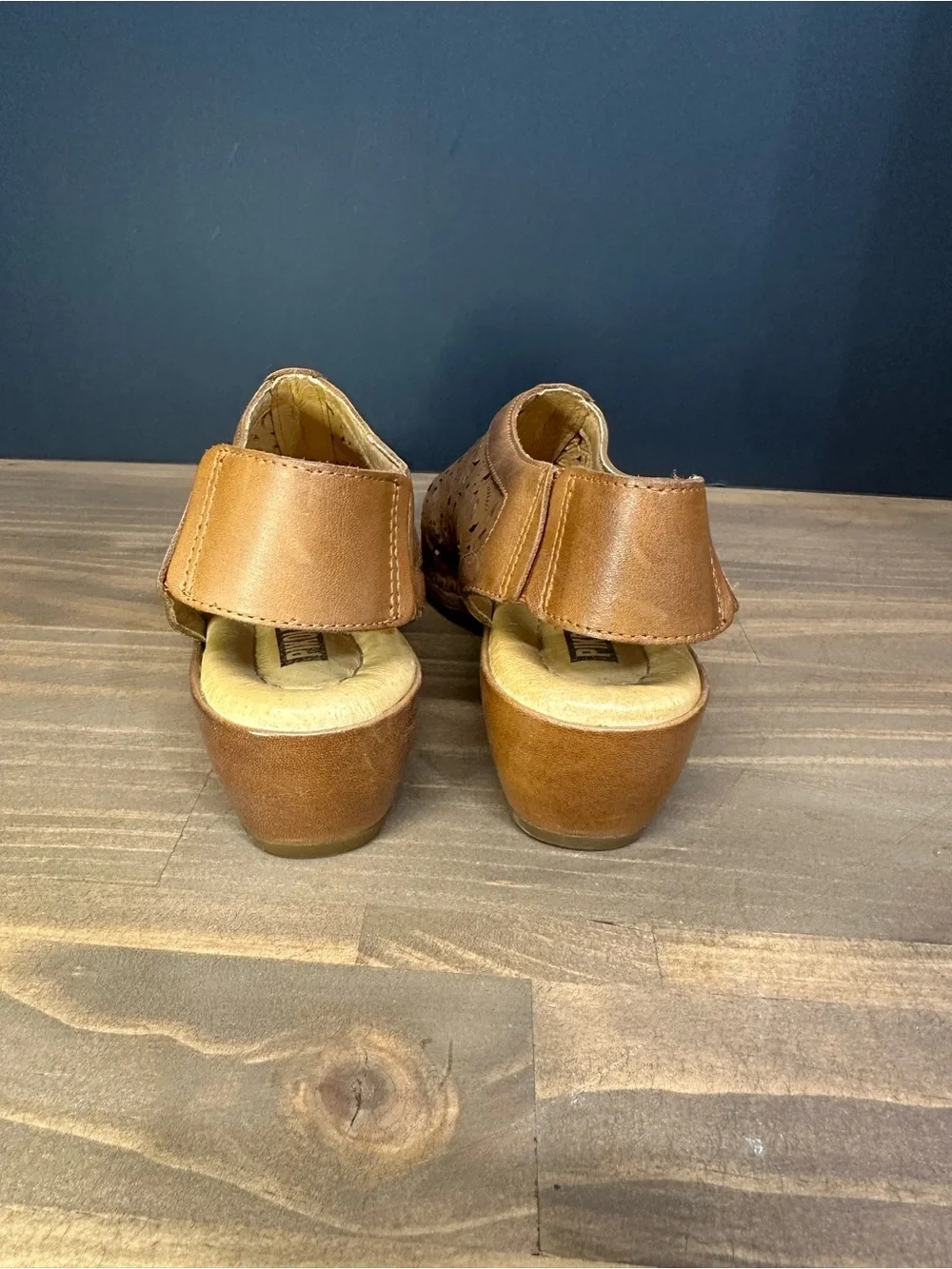 PIKOLINOS Tan Laser-Cut Leather Wedge Shoes